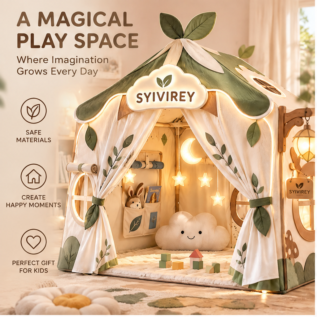🥔SYIVIREY® Woodland Leaf Cottage Kids Play Tent