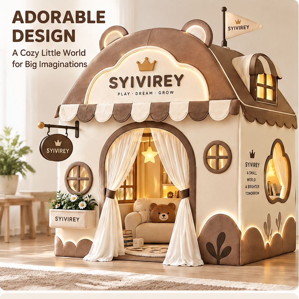 🍊SYIVIREY® BearHaven Dream Cottage Kids Play Tent