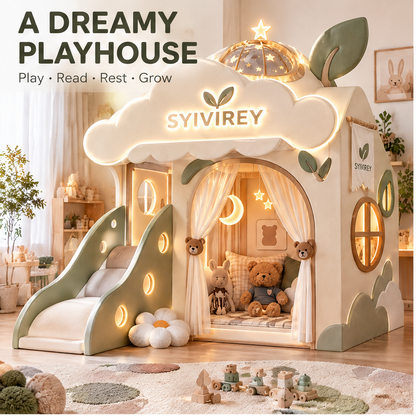 🍍SYIVIREY® CloudNest Dream Playhouse with Slide