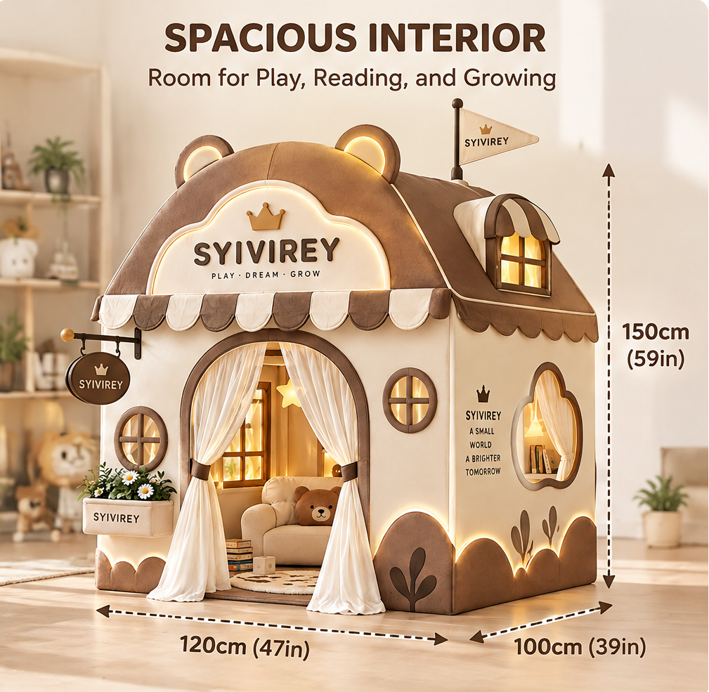 🍊SYIVIREY® BearHaven Dream Cottage Kids Play Tent