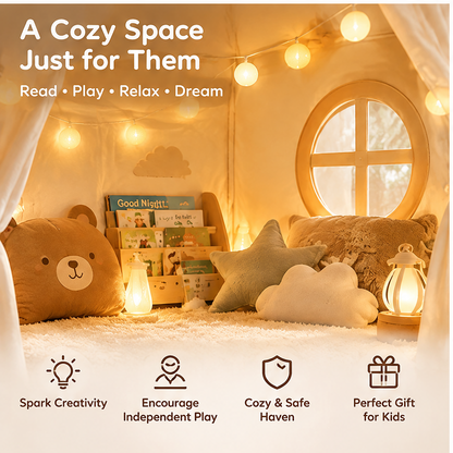 🥥SYIVIREY® Woodland Bear Cottage Kids Play Tent