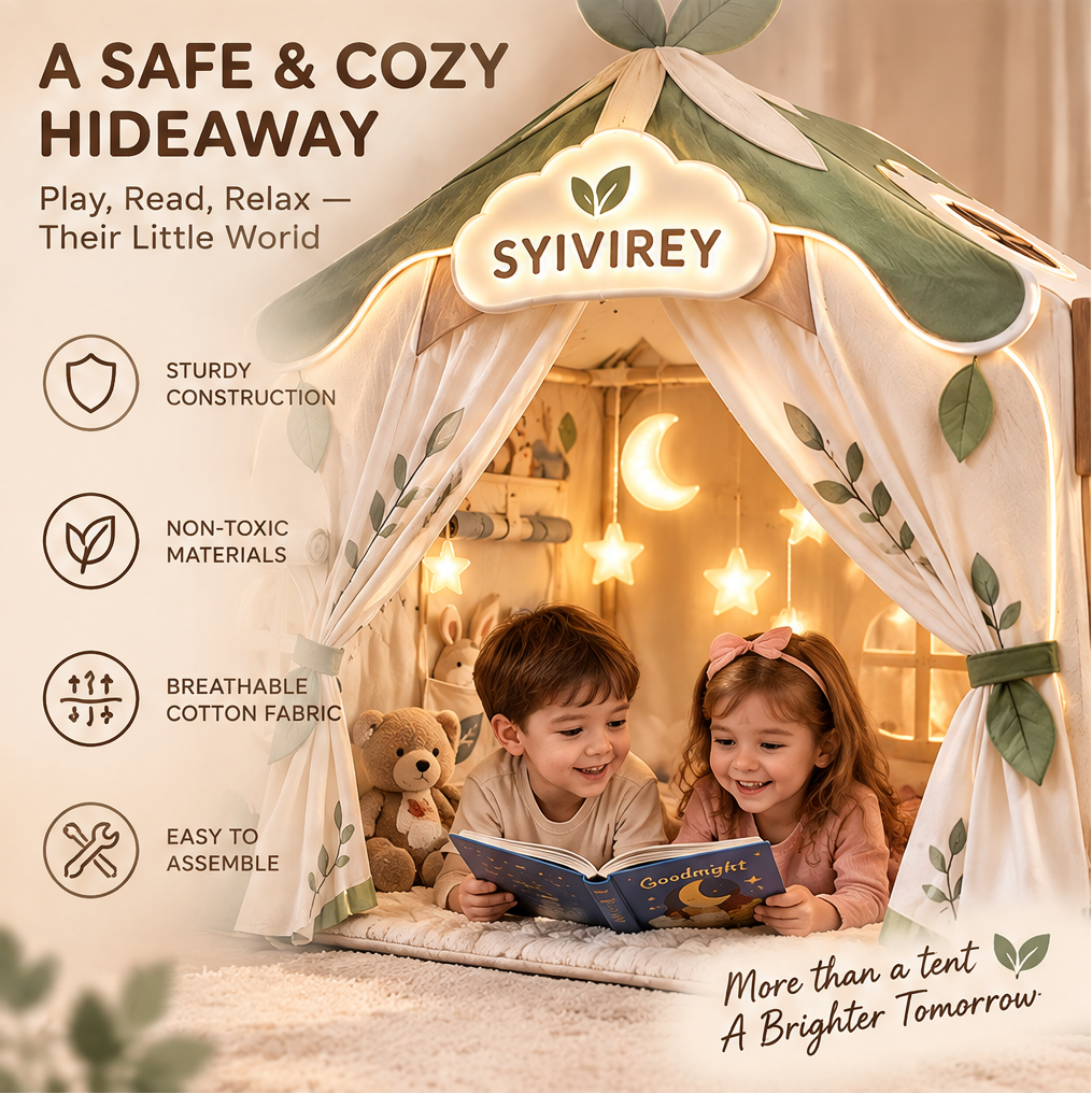 🥔SYIVIREY® Woodland Leaf Cottage Kids Play Tent