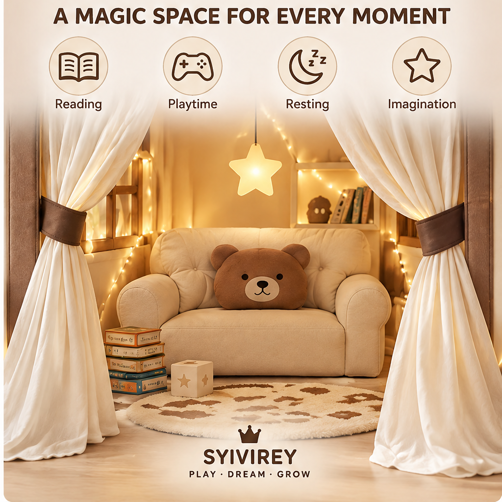🍊SYIVIREY® BearHaven Dream Cottage Kids Play Tent