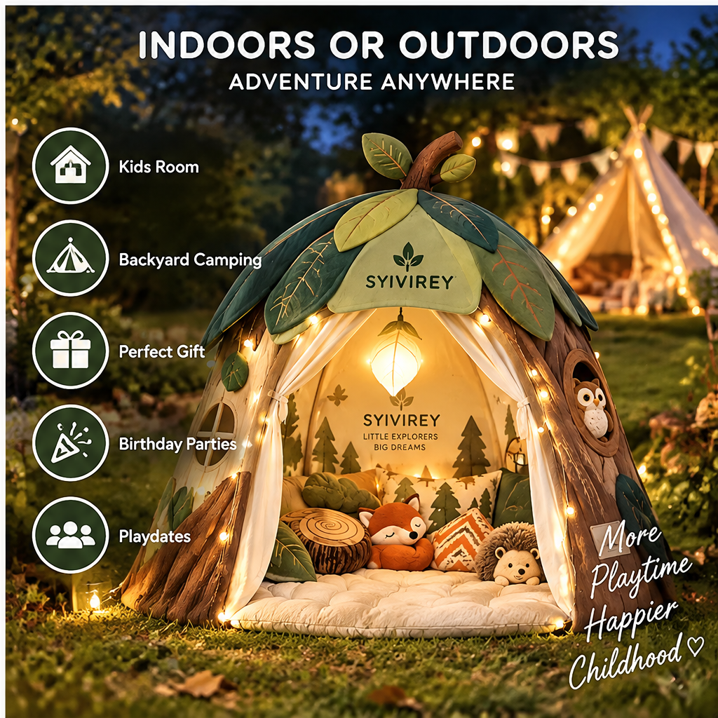 🍎SYIVIREY® Woodland Treehouse Kids Play Tent