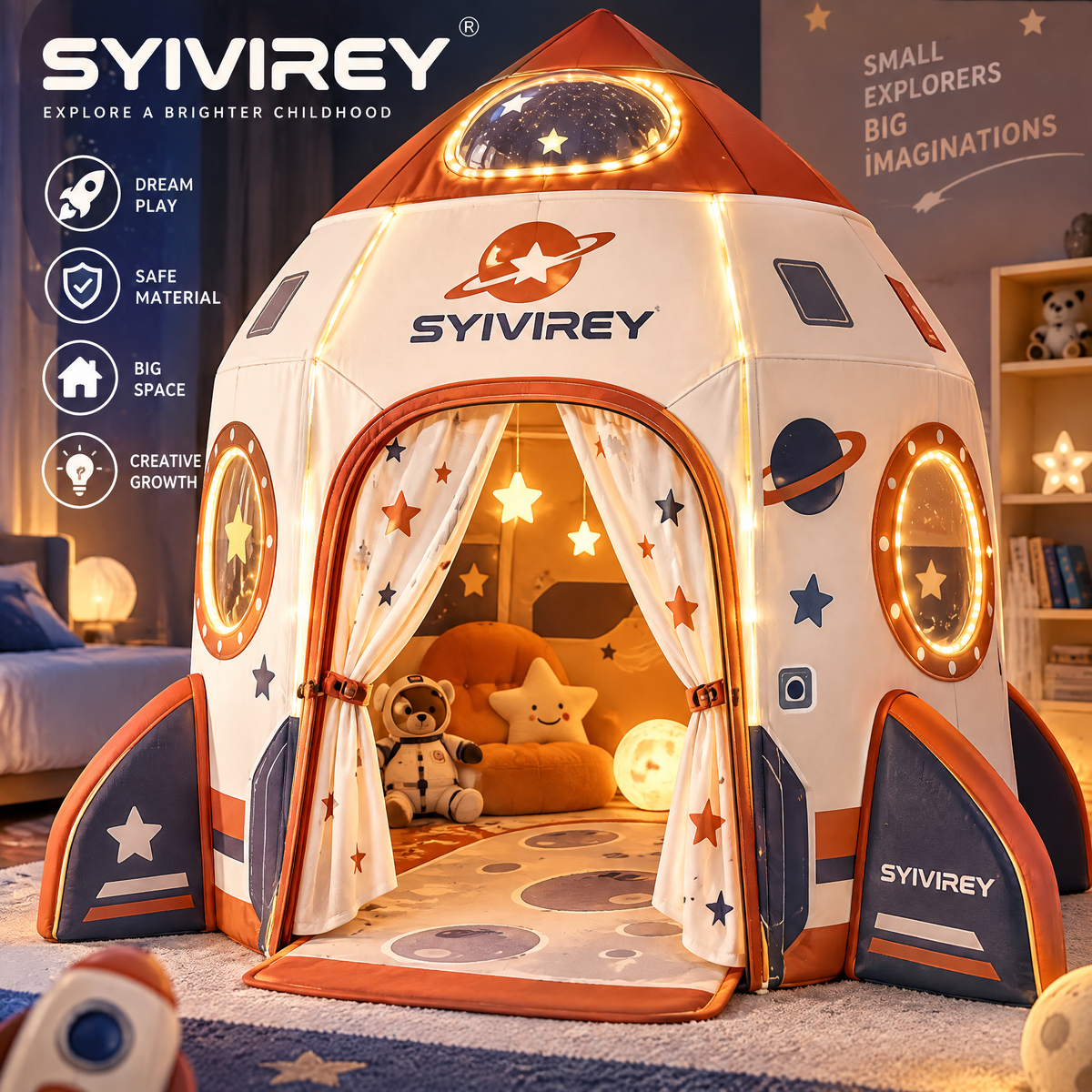 🍌SYIVIREY® SpaceExplorer Rocket Kids Play Tent